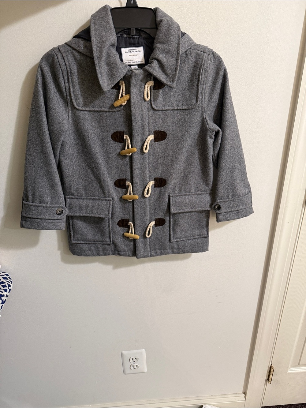 Girls' Gray Hooded Toggle Coat - Brand Unspecified